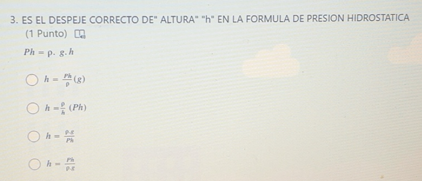 Resuelto:ES EL DESPEJE CORRECTO DE