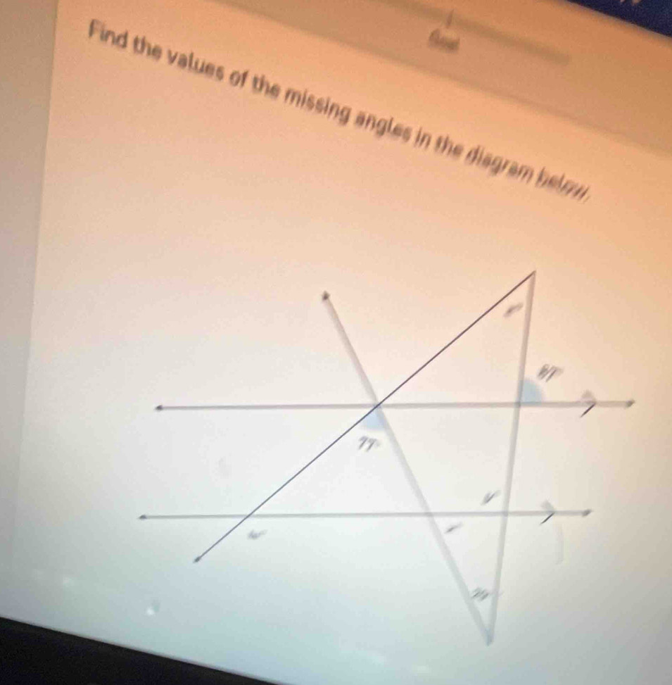 nd the values of the missing angles in the diagram helm