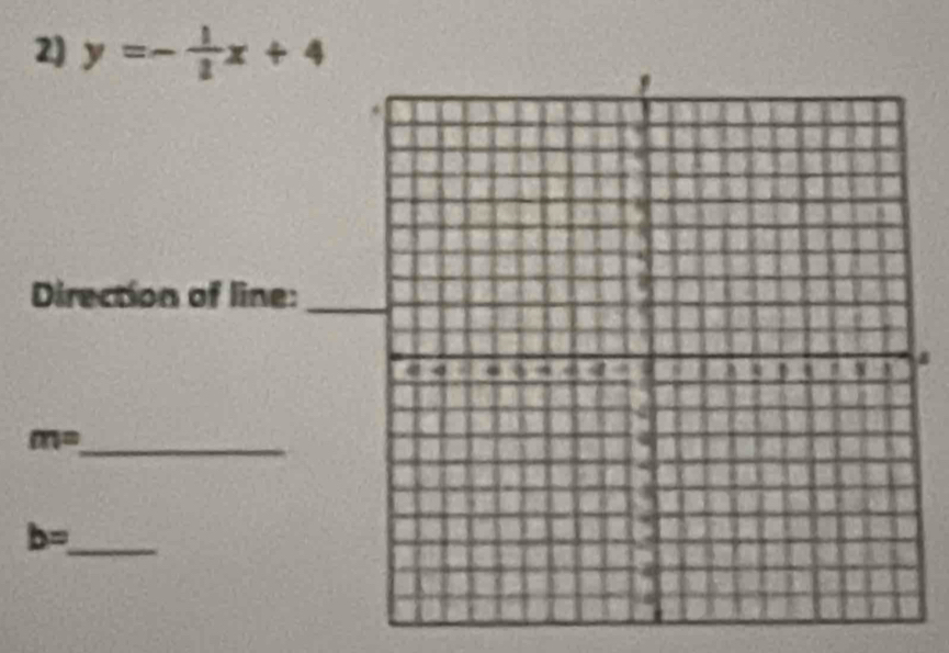 y=- 1/2 x+4
Direction of line:_
m= _
b= _