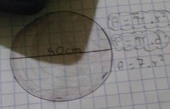 (A=π ,r^2
boxed P=π · d
A=7· r^2