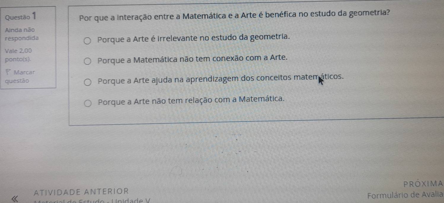 Resolvido:Por que a interação entre a Matemática e a Arte é benéfica no ...