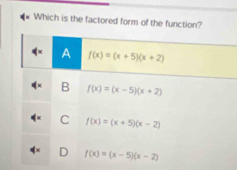 Which is the factored form of the function?