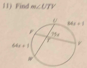 Find m∠ UTV