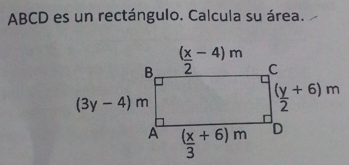 ABCD es un rectángulo. Calcula su área.