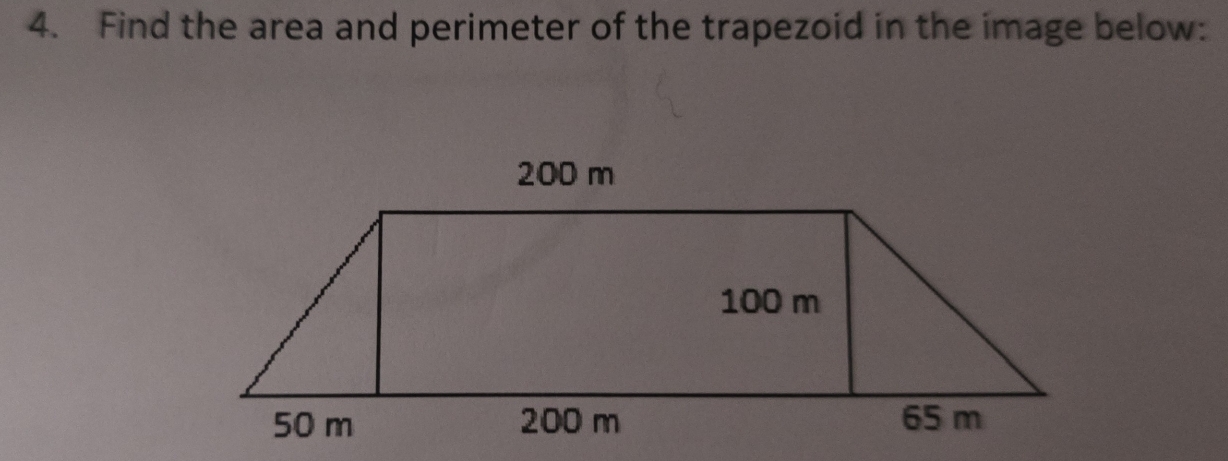 Find the area and perimeter of the trapezoid in the image below: