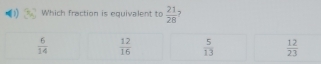 Which fraction is equivalent to  21/28  ?