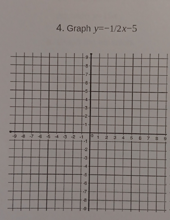 Graph y=-1/2x-5
9