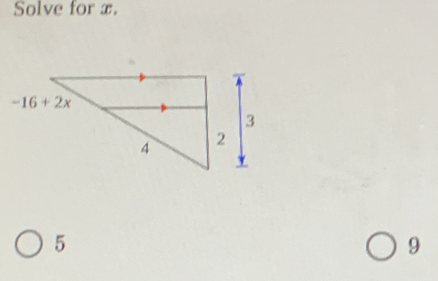 Solve for x.
5
9