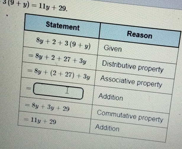 3(9+y)=11y+29.