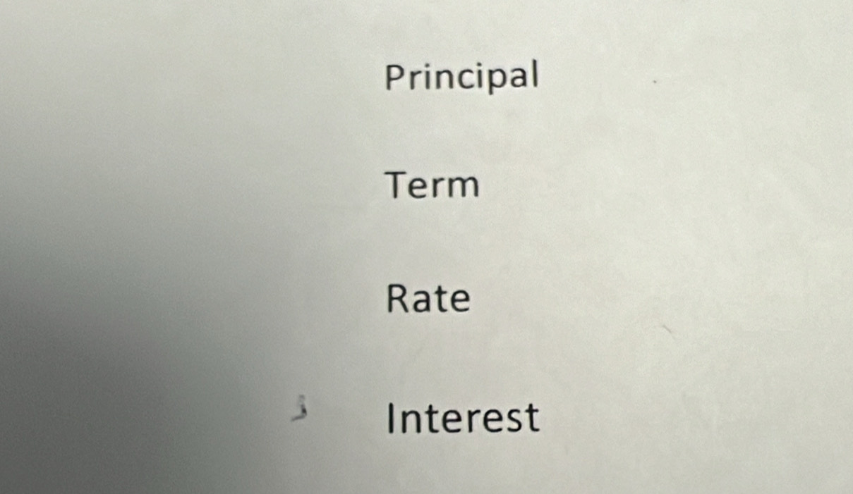 Principal 
Term 
Rate 
Interest