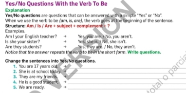 Resuelto:Yes/No Questions With the Verb To Be Explanation Yes/No ...