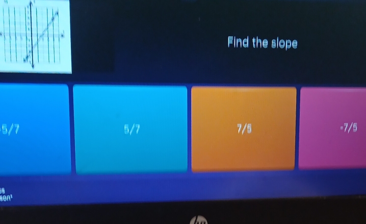 Find the slope
5/7 5/7 7/5 -7/5
son'