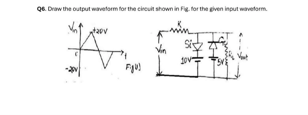 Solved: Draw the output waveform for the circuit shown in Fig. for the ...
