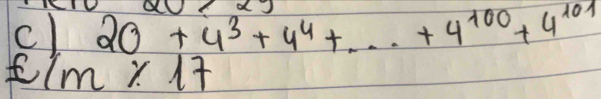 20+4^3+4^4+...+4^(100)+4^(101)
1m* 17