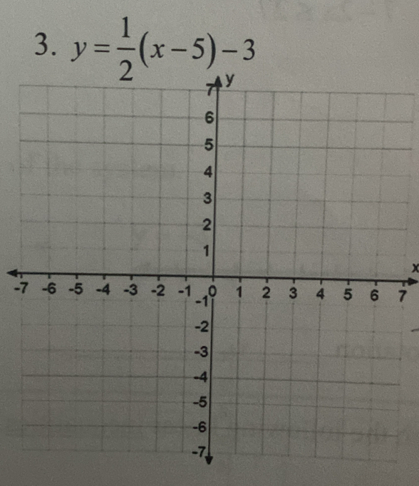 y= 1/2 (x-5)-3
x
-7