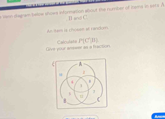 Solved: Venn diagram below shows information about the number of items ...