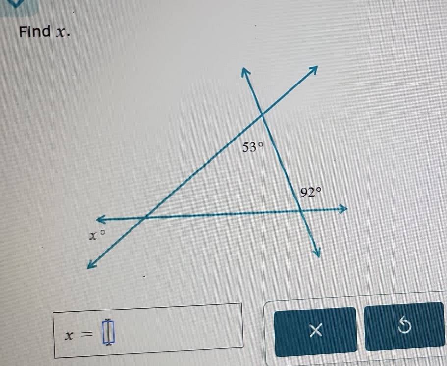 Find x.
x=□
×
S