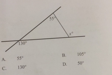 A. 55°
C. 130° D. 50°