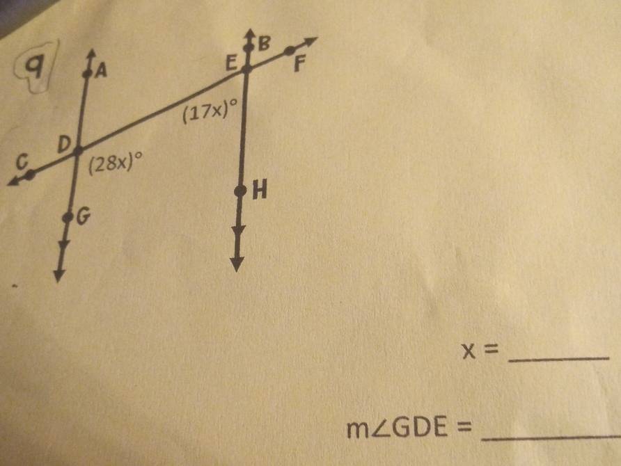 x=
m∠ GDE= _