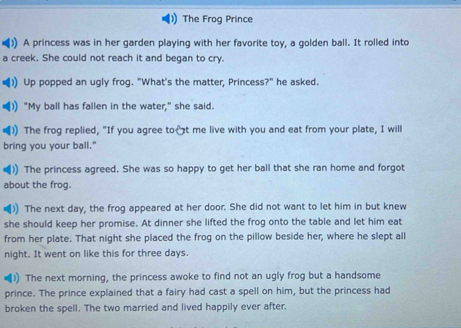 Solved: The Frog Prince A princess was in her garden playing with her ...
