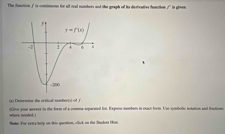 Solved: The function / is continuous for all real numbers and the graph ...