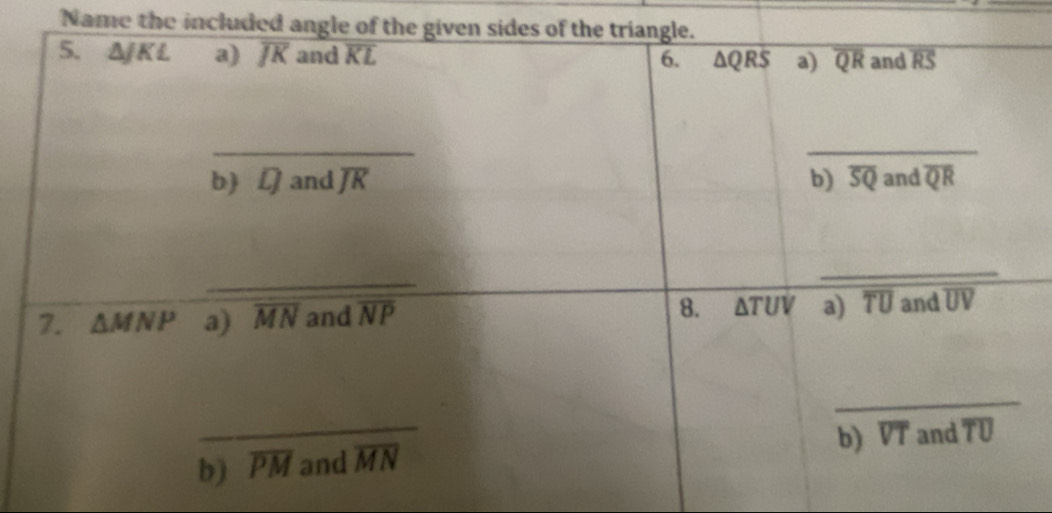 Name the included angle