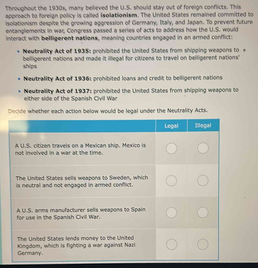 Solved: Throughout the 1930s, many believed the U.S. should stay out of ...