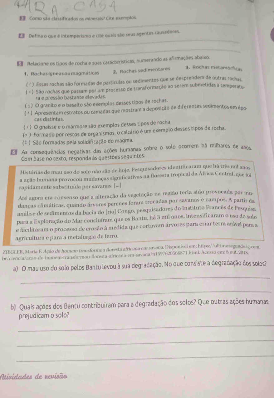 Resolvido:Como são classificados os minerais? Cite exemplos. _ E Defina ...