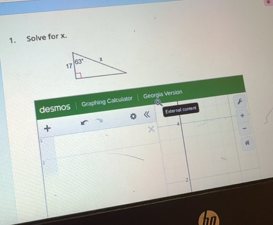 Gelöst:Solve for x. desmos Graphing Calculator Georgia Version External ...