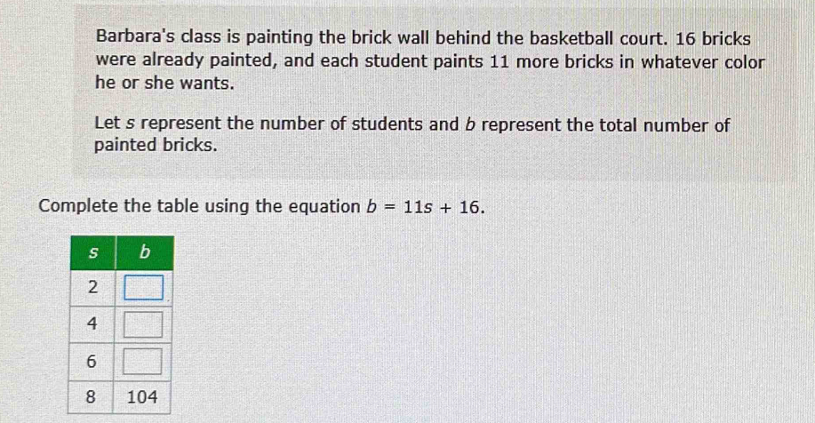 Solved: Barbara's class is painting the brick wall behind the ...