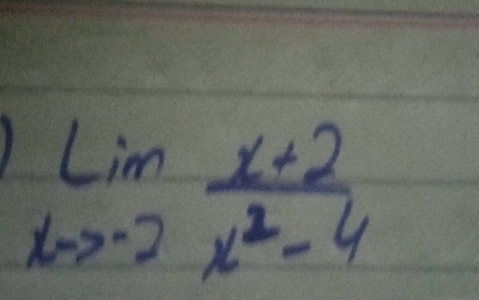 limlimits _xto -2 (x+2)/x^2-4 