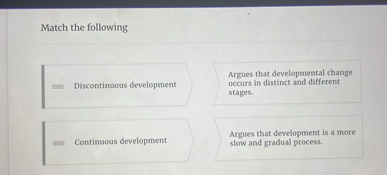 Risolto:Match the following Argues that developmental change ...