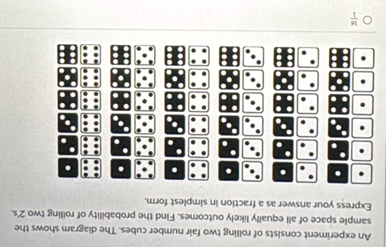Solved: An experiment consists of rolling two fair number cubes. The ...