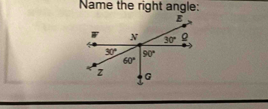 Name the right angle: