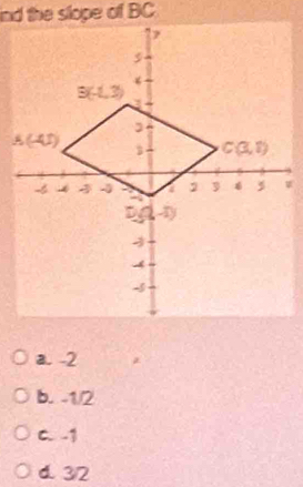 a. -2
b. -1/2
C. -1
d. 3/2