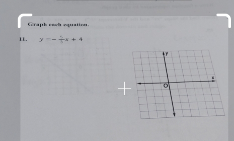 Graph each equation. 
11. y=- 5/3 x+4