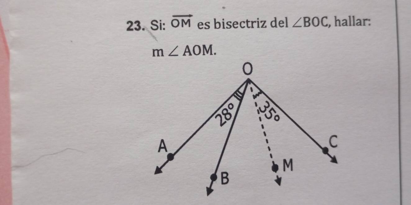 Si: vector OM es bisectriz del ∠ BOC , hallar:
m∠ AOM.