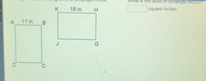 What is the area of reclangle ABCO? 
square inches