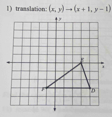 translation: (x,y)to (x+1,y-1)