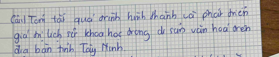 Cái Ton fài quà orinb hunb chành cèi phai frien 
gia dn lich sù khoa hag drong d sup vàn hoa oren 
dia bàn fib Tag Minh