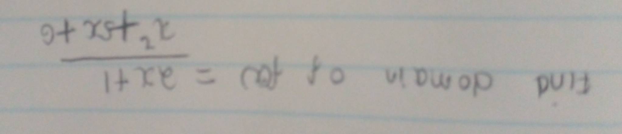 Find domain of
f(x)= (2x+1)/x^2+5x+6 