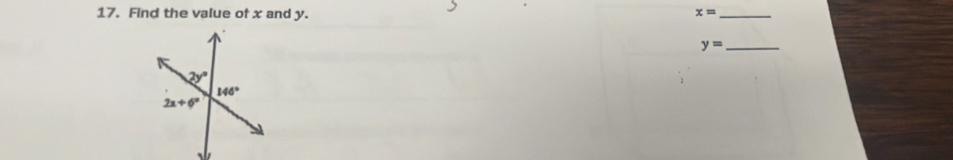 Find the value of x and y.
_ x=
y= _