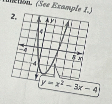 unction. (See Example 1.) 
2.
4
-4
8 x
-4
y=x^2-3x-4