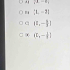 (0,-5)
B) (1,-2)
C) (0,- 5/3 )
D) (0,- 1/3 )