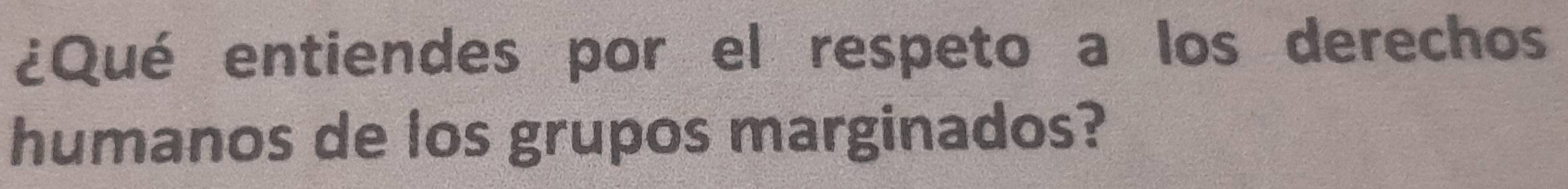 ¿Qué entiendes por el respeto a los derechos 
humanos de los grupos marginados?