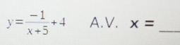 y= (-1)/x+5 +4 A. V. x= _