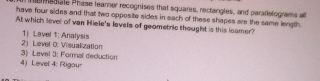 Solved: le mediate Phase learner recognises that squares, rectangles ...