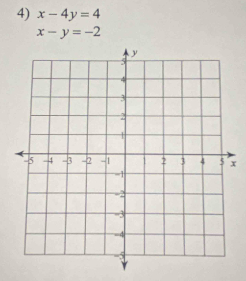 x-4y=4
x-y=-2
x