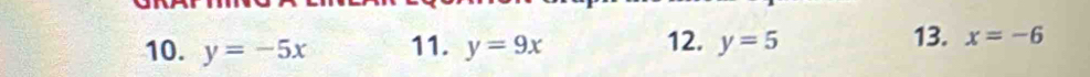 y=-5x 11. y=9x 12. y=5 x=-6