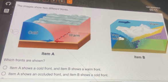 Solved: 6 7 The images show two different fronts. 55:11 Item A Which ...